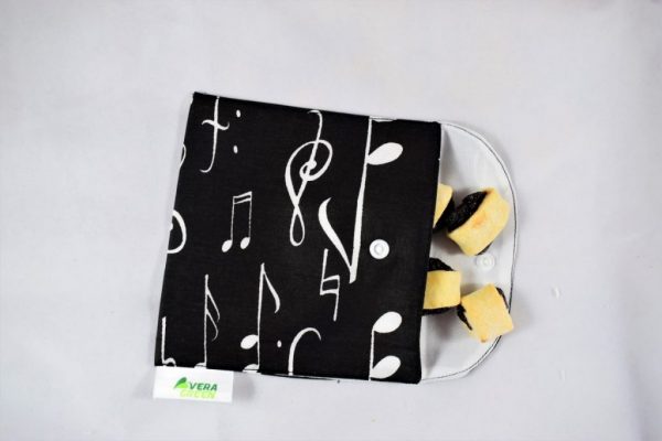 Snackbag pentru sandvisuri ecologic - muzica, negru